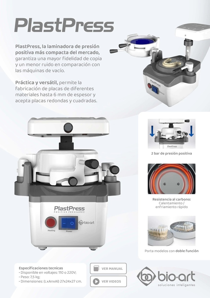 Termoformadora PlastPress, presión positiva . BIO-ART