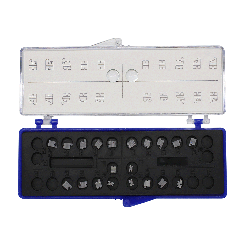Bracket cerámico. EDGEWISE .022. monoblock mini. hooks en 3&quot;4&quot;5&quot;. IMD