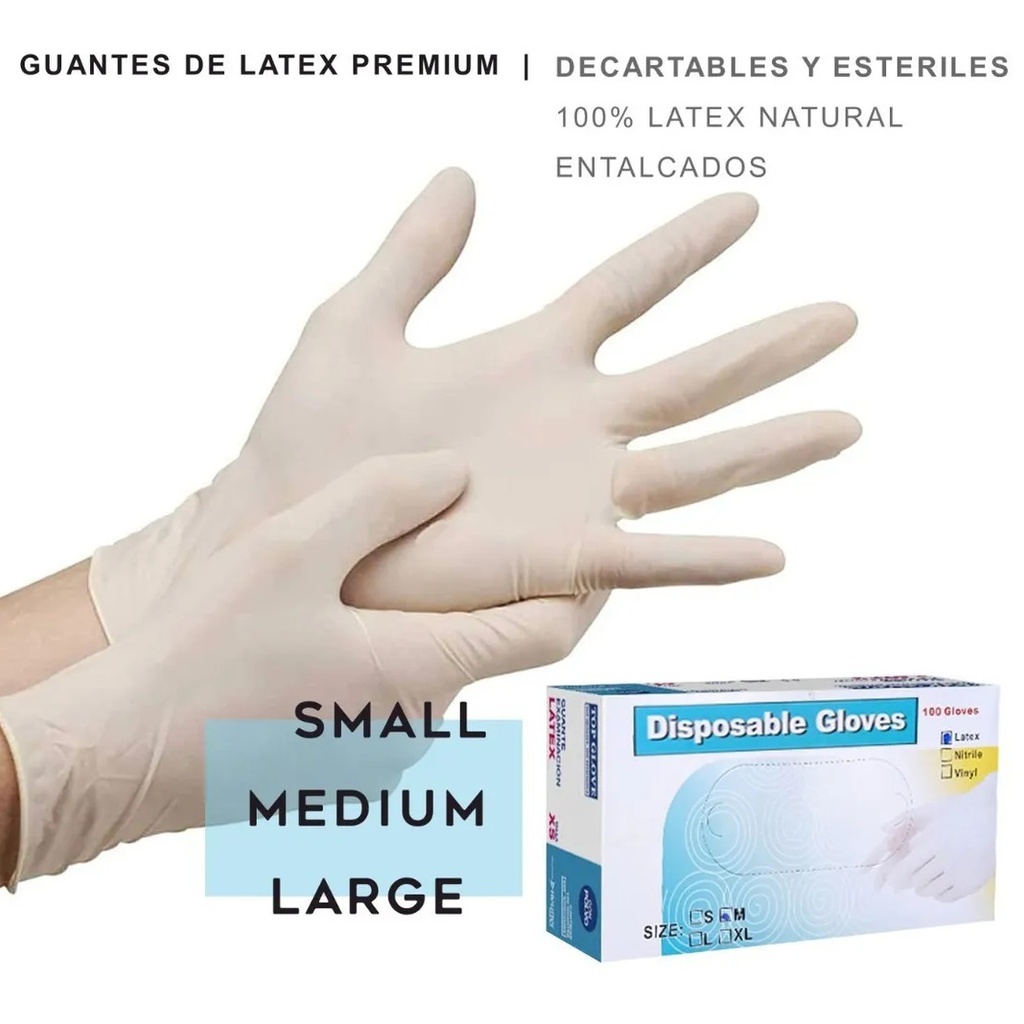 Guantes LP, caja x 100u. MEDICAL LATEX