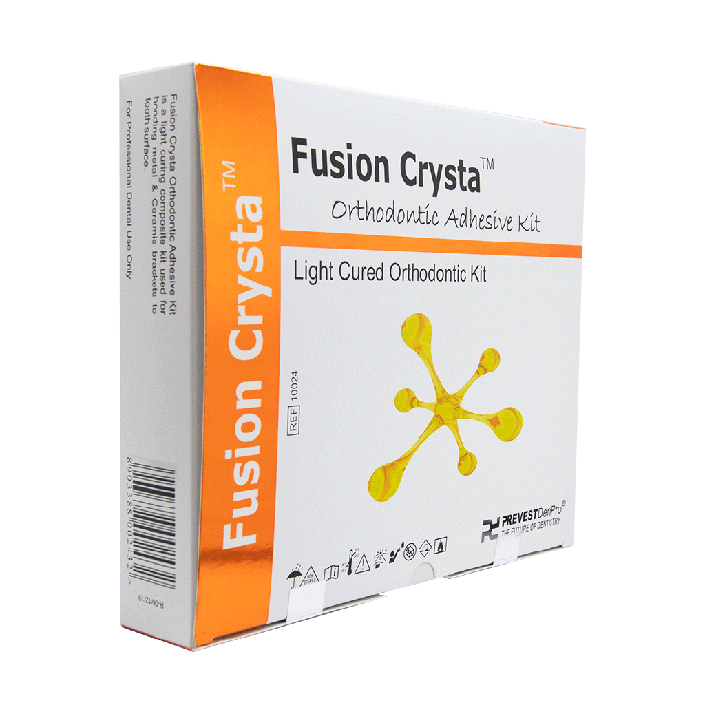 Kit Adhesivo de fotocurado FUSION CRYSTA 4g + Adhesivo premier 5ml + Action Etching Gel 5ml + aplicadores. PREVEST