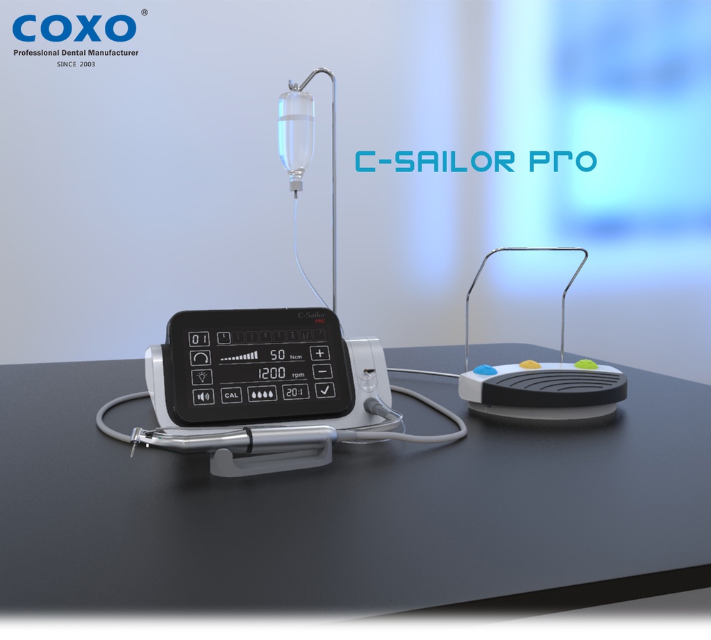 Fisiodispenser para Implantes C-SAILOR PRO. LED + Contra ángulo 20:1 LED push. COXO