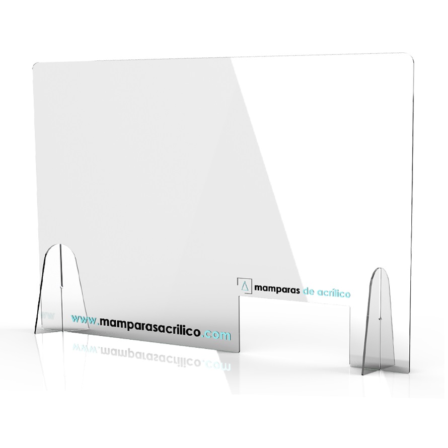 Mampara protectora de acrílico con ventanilla - 90 x 60 cm (4mm de espesor)