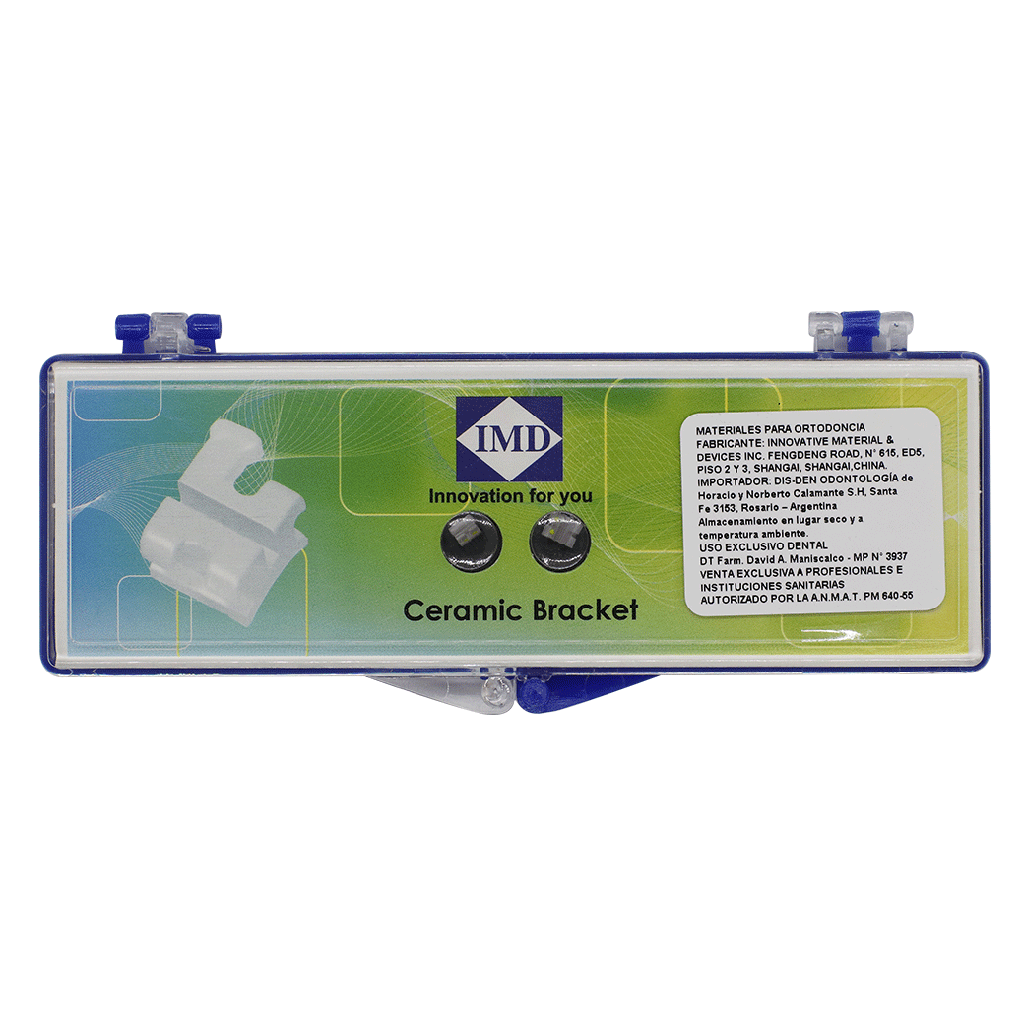 Bracket Cerámico. EDGEWISE .022. monoblock mini. hooks en 3&quot;4&quot;5&quot;. IMD