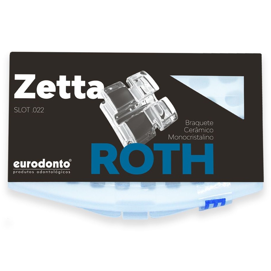 Bracket de zafiro Zetta, super cristalino, Roth 0.22 c/hooks, caso x 20u. EURODONTO