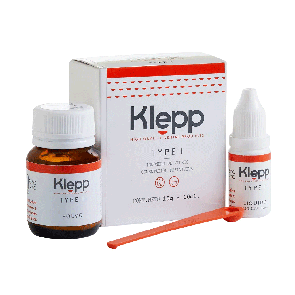Ionómero de vitrio, tipo 1, cementación,  15gm + 10ml. KLEPP
