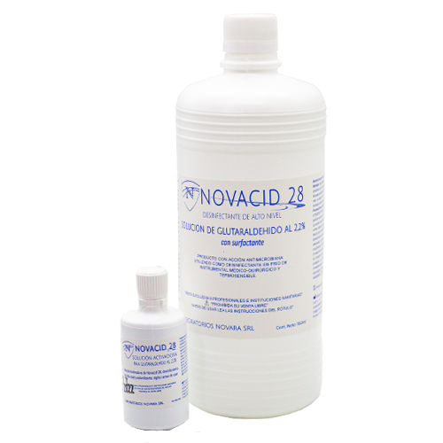 Desinfectante Glutaraldehido 2,2% con surfactante NOVACID x 1 litro. + Sol. activadora. NOVARA