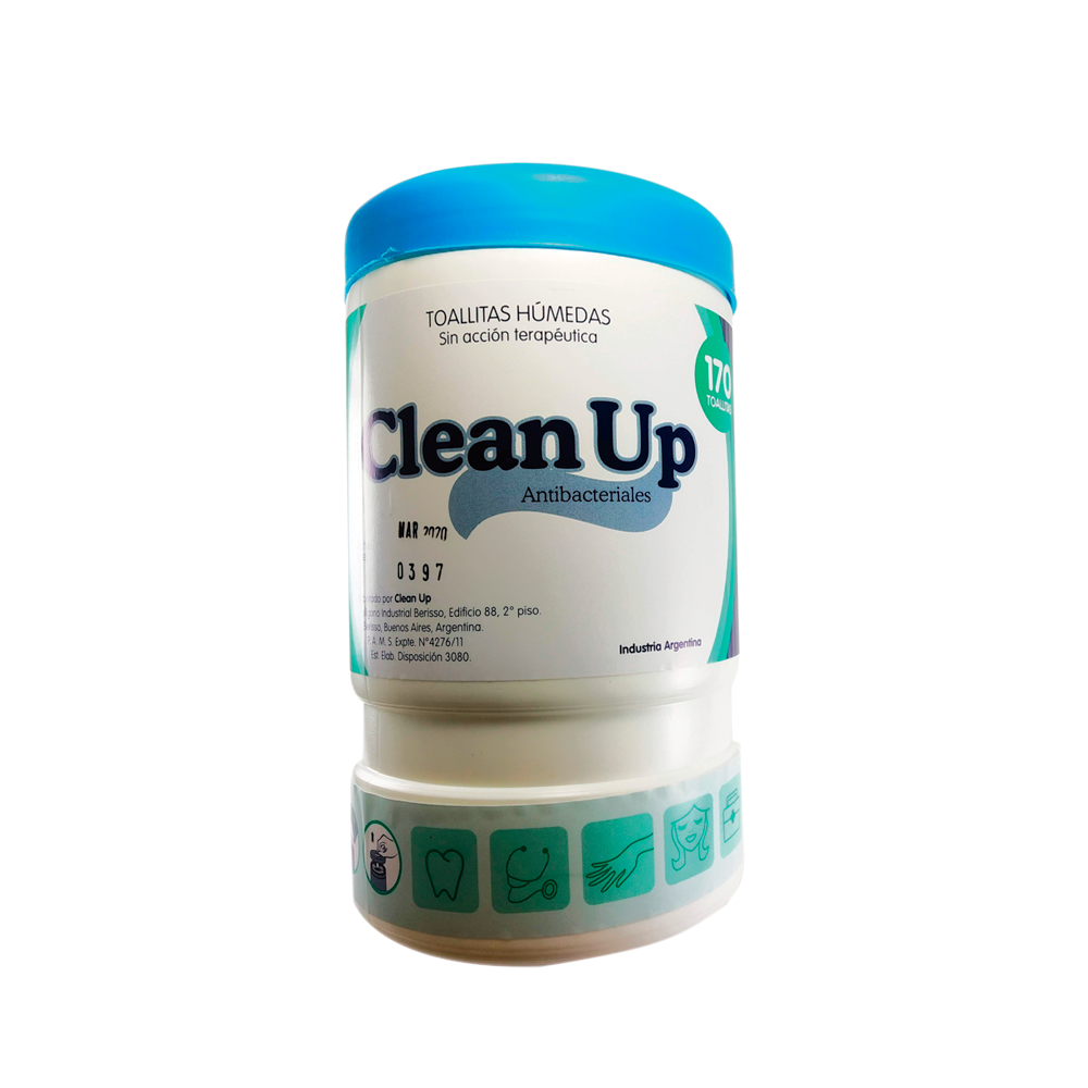 Dispenser de toallitas humedas antibacterianas x 170u. CLEAN UP