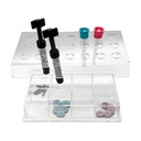 [C004221] Organizador acrílico de composite y accesorios, para 21 jeringas + 8 subdivisiones. COTISEN