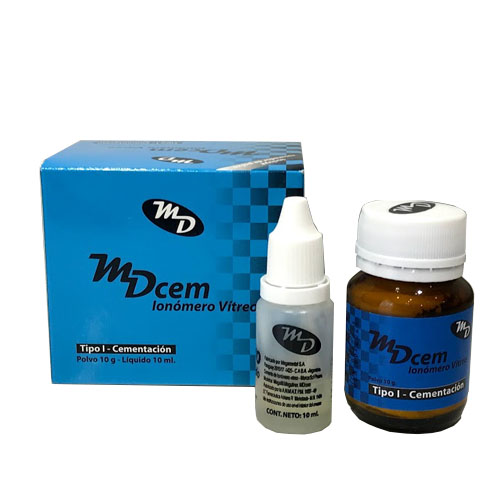Ionómero MD CEM Autocurado, Tipo 1 cementación, Avío: polvo 10g + líquido 10ml. MD