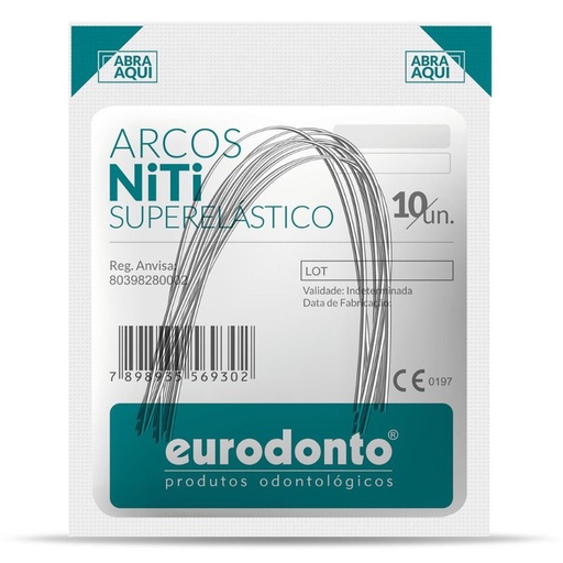 Arcos NITI súper elásticos Rectangulares, blister x 10u. EURODONTO