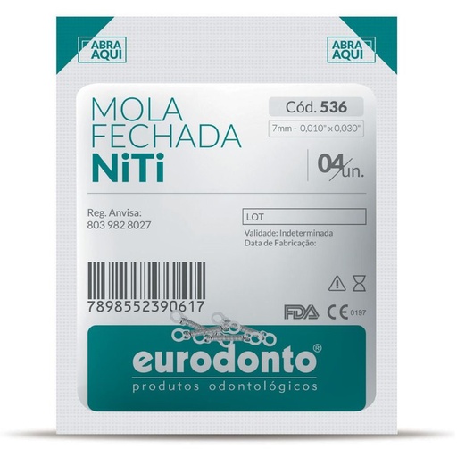 [C008408] Resorte cerrado de NITI, 9mm 0,010" x 0,030", blister x 4u. EURODONTO