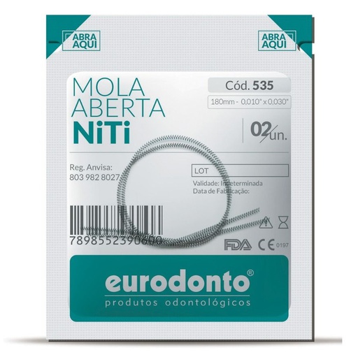 [C008409] Resorte NITI abierto, 180mm 0,010" x 0,030", blister x 2u. EURODONTO