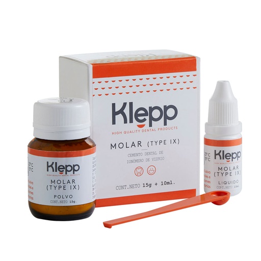 [C010560] Ionómero, Tipo IX Molar, Avío: polvo 15g + líquido 10ml. KLEPP