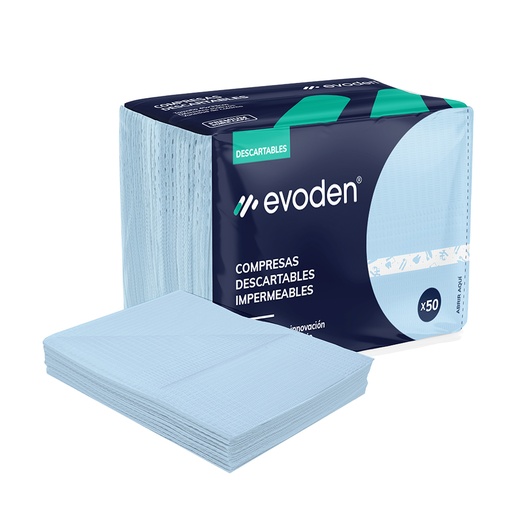 Compresas descartables Premium PLENAS COLOR, doble capa, bolsa x 50u. EVODEN