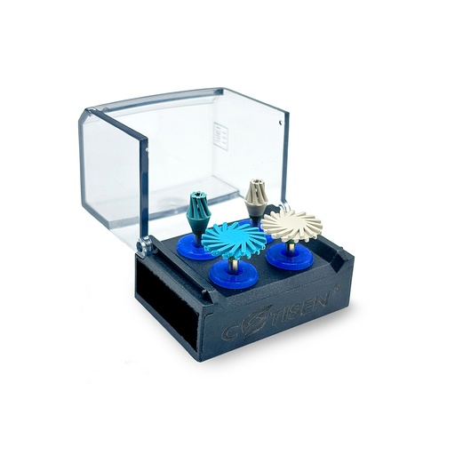 [C069769] Kit de gomas de pulido para CA, 2u x Twist (fino y medio) + 2u x Oclusal (fino y medio). COTISEN