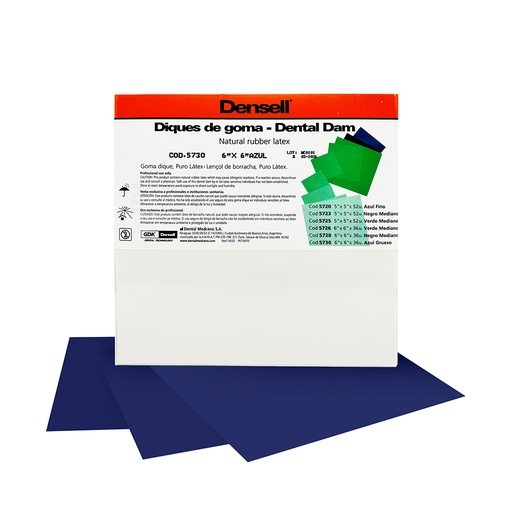 [C078390] Goma Dique 6x6 Azul, grosor 0.22mm, x 1u. DENSELL