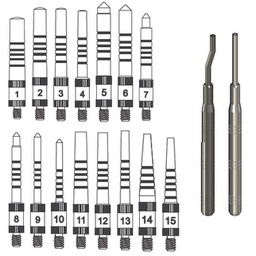 [C002040] Conjunto osteoteomo de 15 puntas + 2 mangos. ML