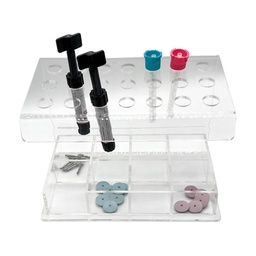 [C004221] Organizador acrílico de composite y accesorios, para 21 jeringas + 8 subdivisiones. COTISEN
