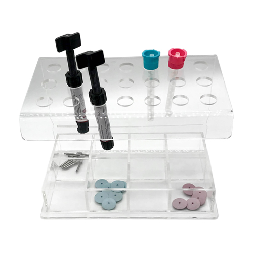 [C004221] Organizador acrílico de composite y accesorios, para 21 jeringas + 8 subdivisiones. COTISEN
