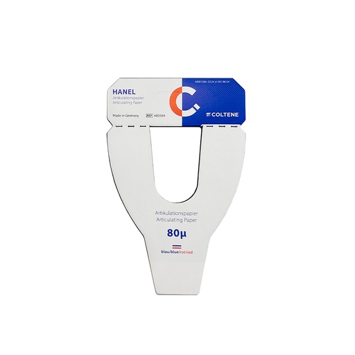 [C004237] Papel de Articular Hanel, herradura Rojo/Azul de 80 microns, x 12 hojas. COLTENE