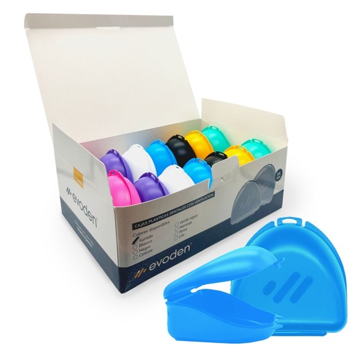 [C001678] Caja para placas/ortodoncia/dentadura, caja x 14u de colores surtidos. EVODEN