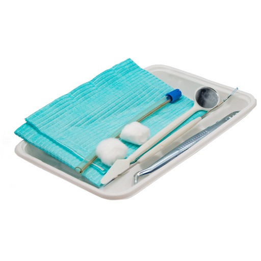 [C003712] KIT para diagnóstico descartable, Bandeja + Kit Triada + Suctor + Compresa + Servilleta+ Algodón. COTISEN