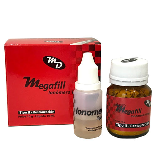 [C003652] Ionómero MEGAFILL Autocurado, Tipo 2 restauración, Avío: polvo 10g + líquido 10ml. MD