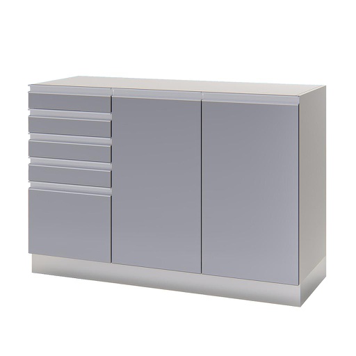 Mueble bajo mesada. Modulo cajonera + dos puertas. Linea Aluminio. FORMS & CO 