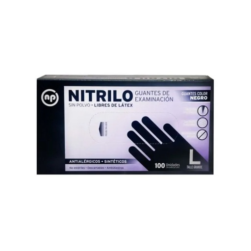 Guantes de Nitrilo, color NEGRO, caja x 100u. NP